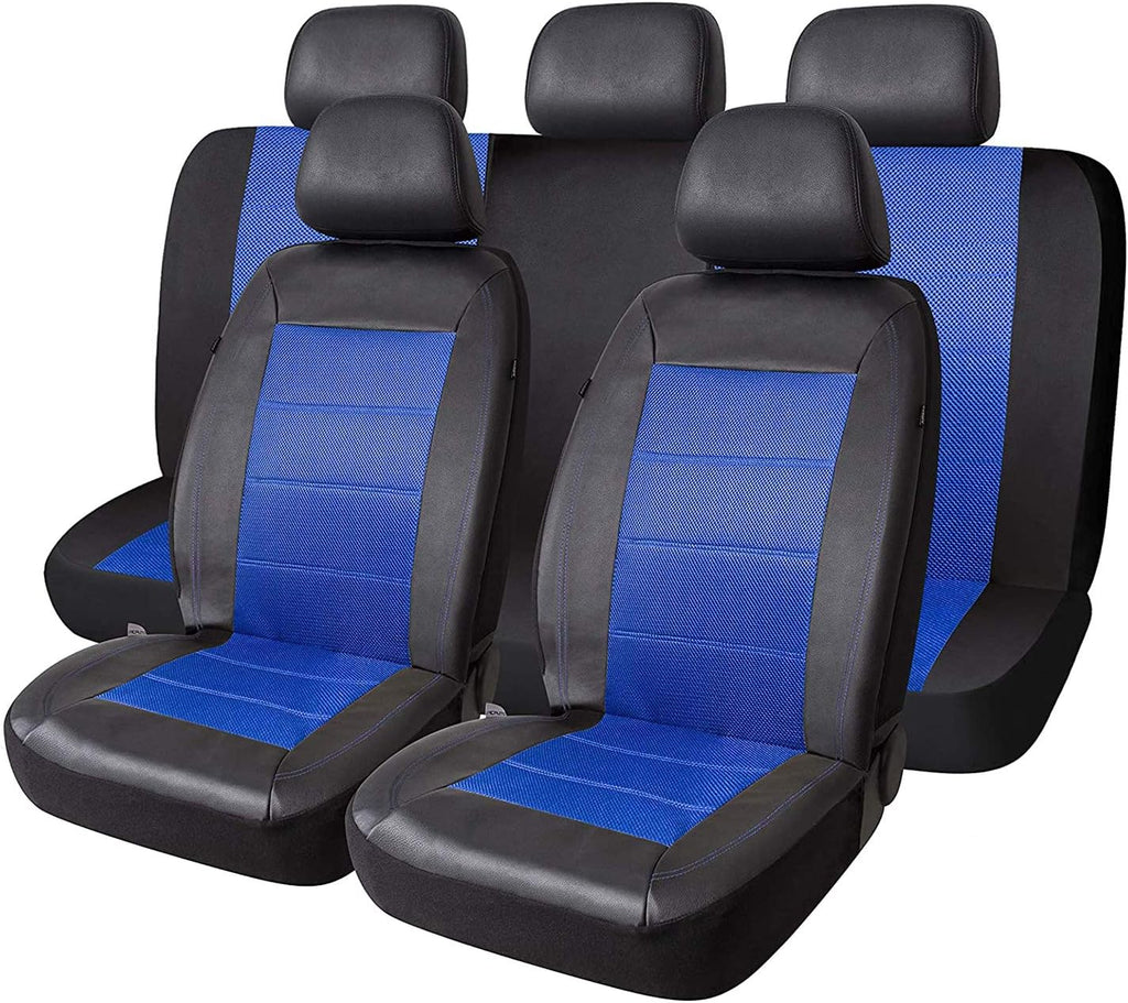 Beige Mesh and Leather Car Seat Cover Pack of 2 F90106
