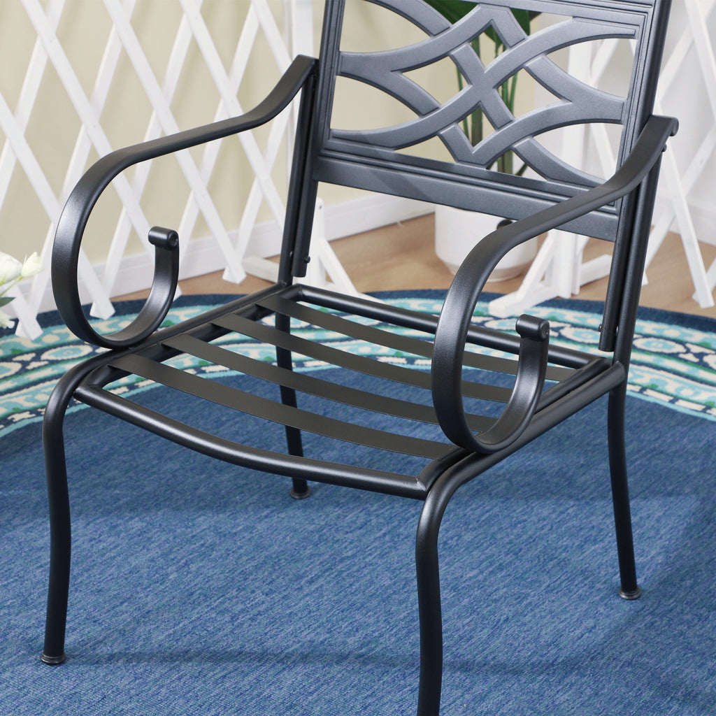Beige Set of 2 Outdoor Patio Dining Armchairs with Cushioned Seat Q84747