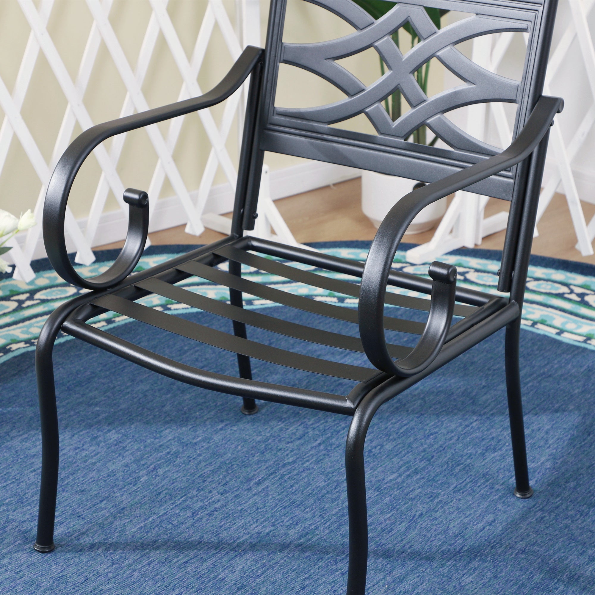 Beige Set of 2 Outdoor Patio Dining Armchairs with Cushioned Seat Q84747