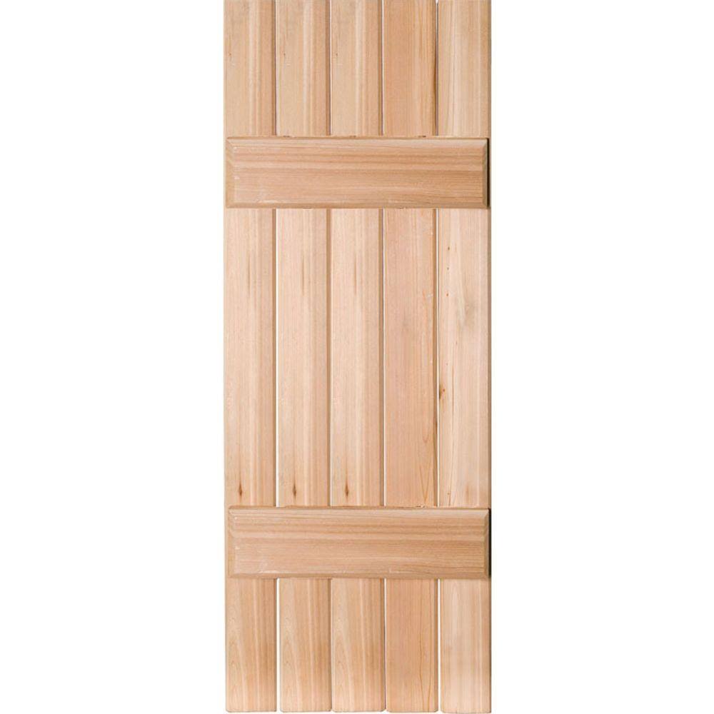 18 in. x 25 in. Real Wood Board and Batten Shutters Pair Unfinished J974