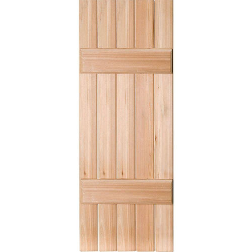 18 in. x 25 in. Real Wood Board and Batten Shutters Pair Unfinished J974