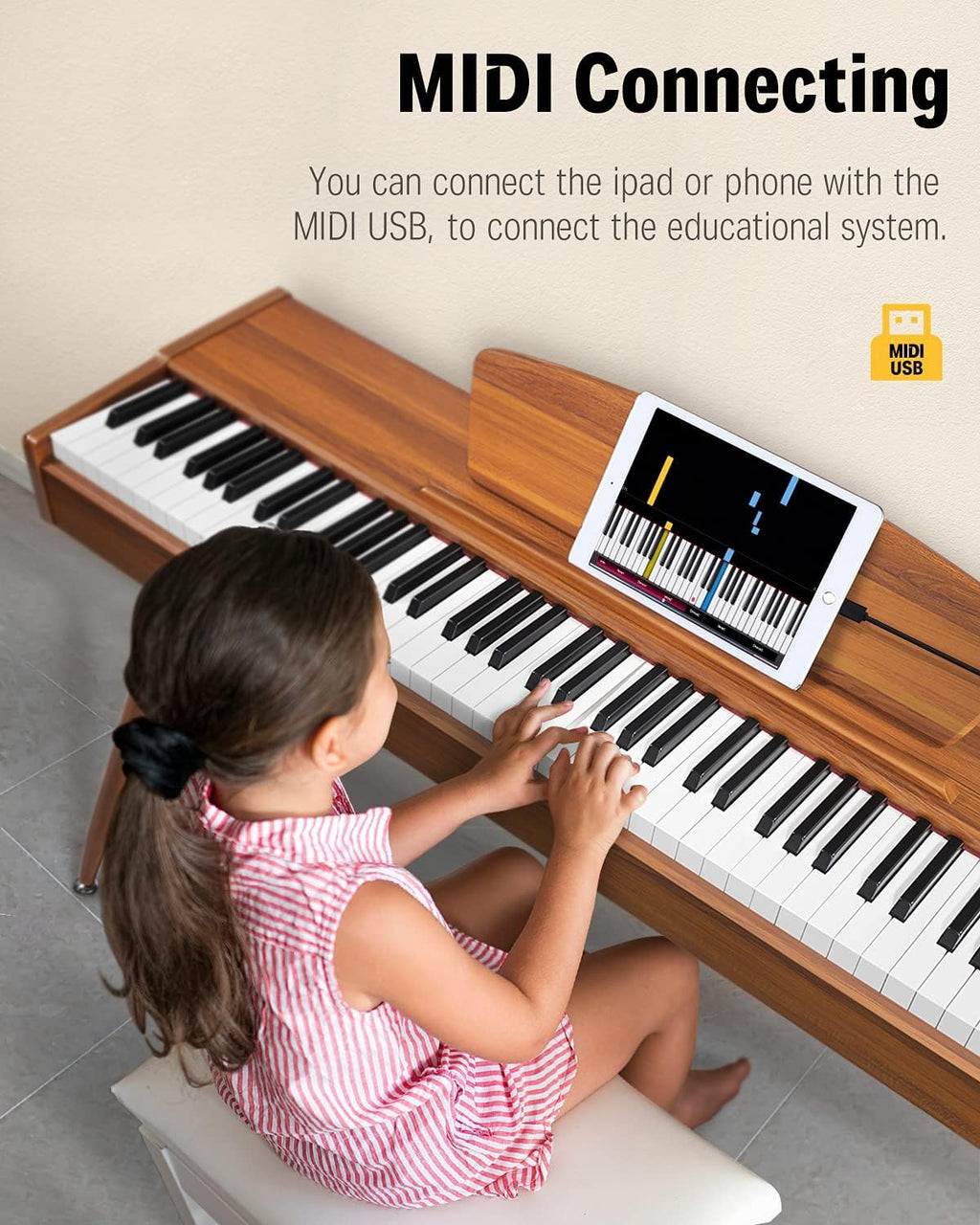 88 Key Weighted Digital Piano with Stand, Triple Pedal and MIDI M6474