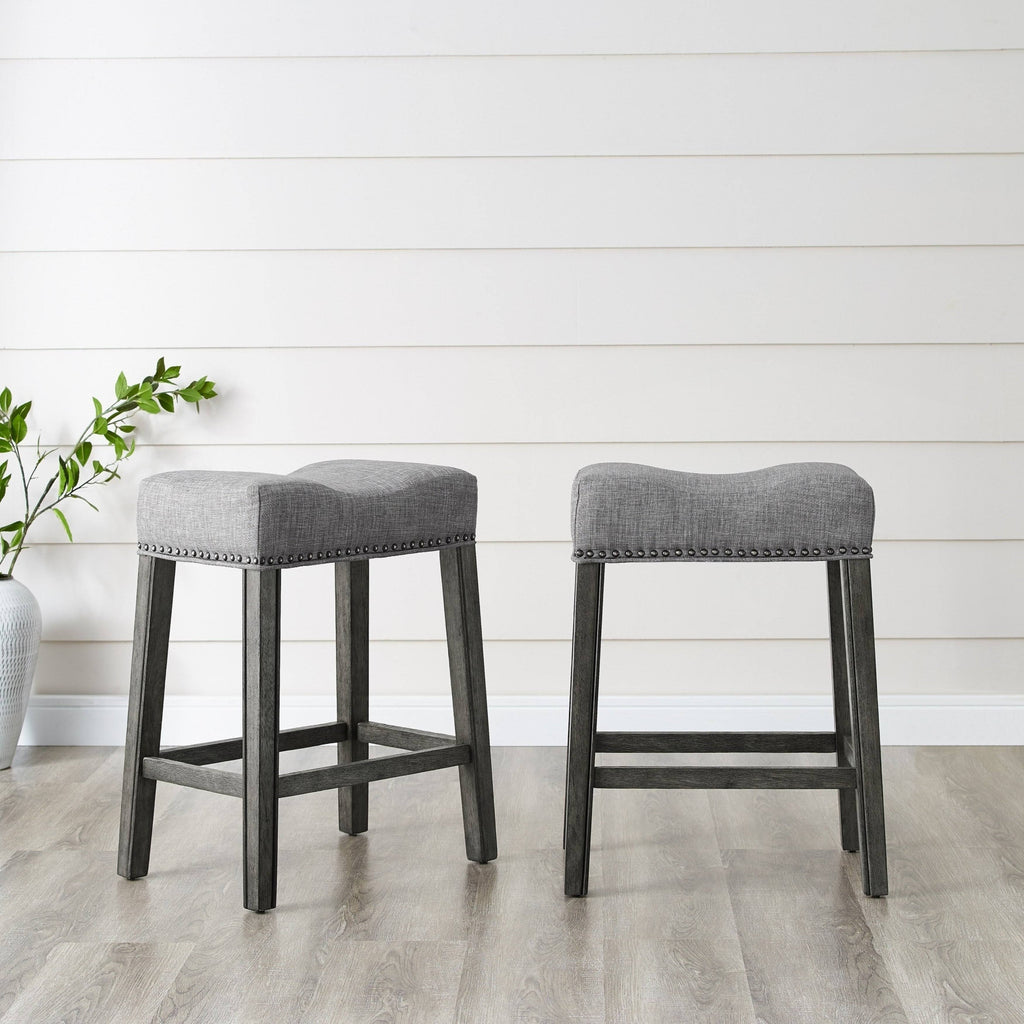 Grey Backless Saddle Seat Counter Stools (Set of 2) E945