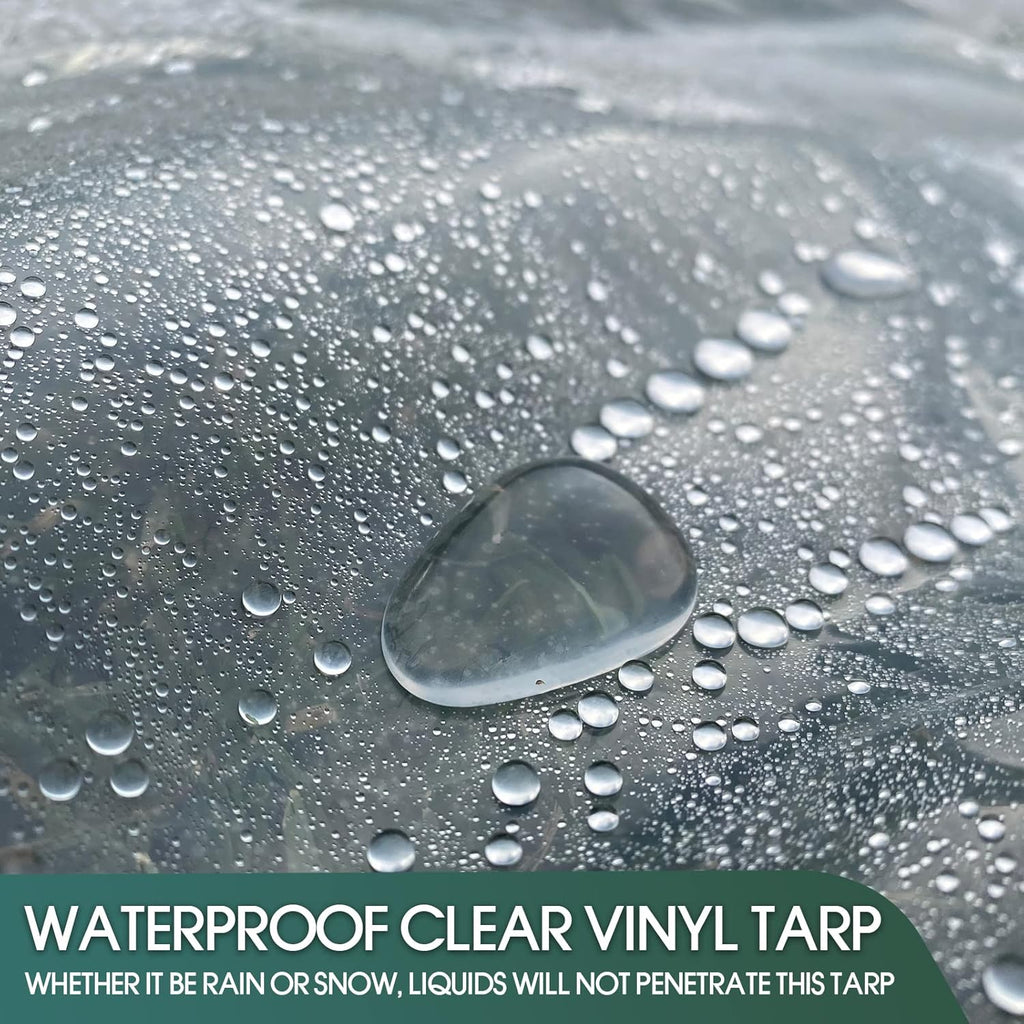 Heavy-Duty Waterproof Clear PVC Tarp Cover with Rustproof Grommets, 10 by 10 Feet, Pack of 2 G324