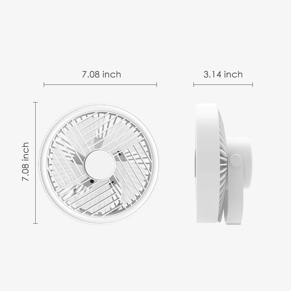 7-inch Rechargeable Camping Fan with LED Lighting P613542