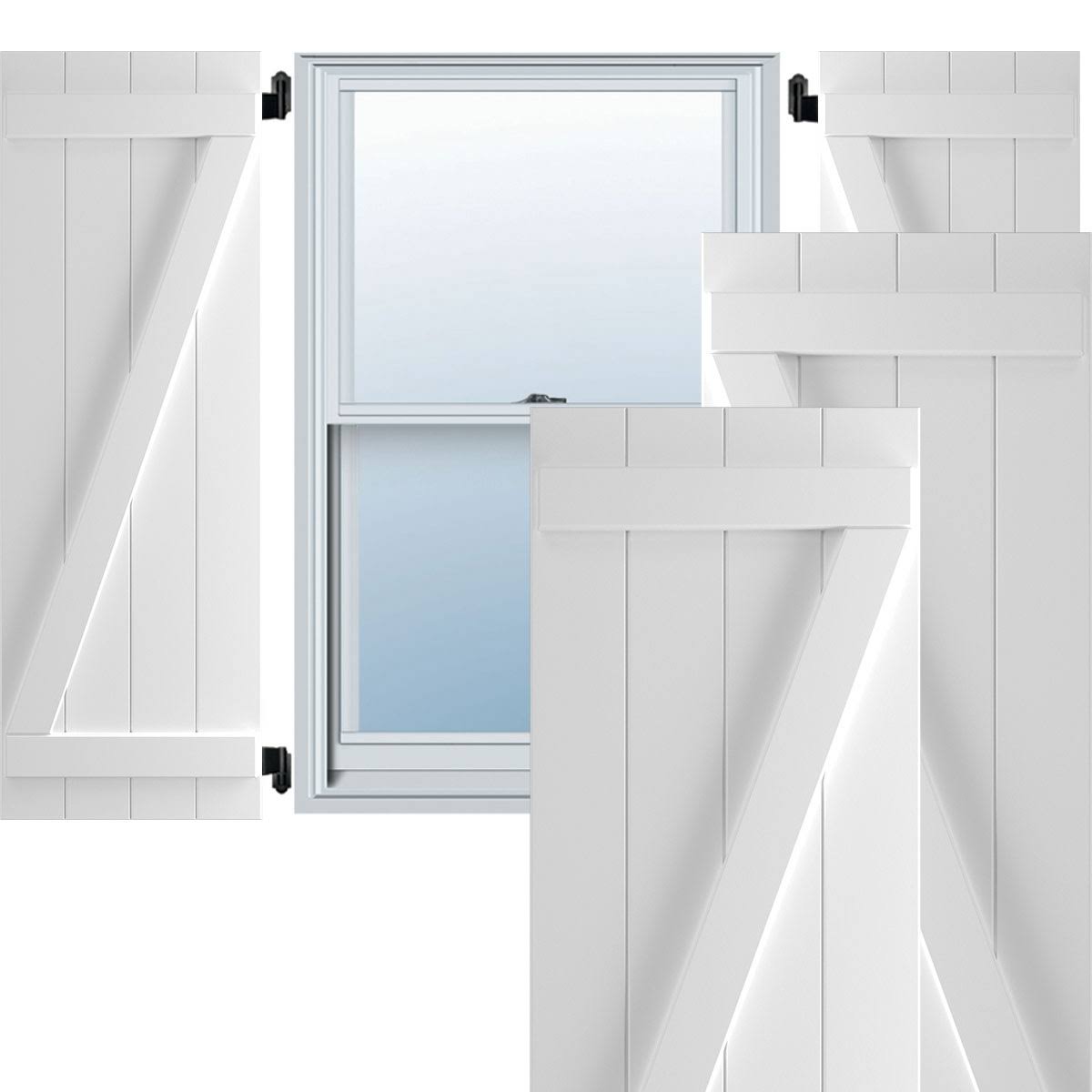 21-1/2x22 x 77x22 PVC Four Board Joined Board and Batten Shutters with Z-Bar, Unfinished (Per Pair) C6345