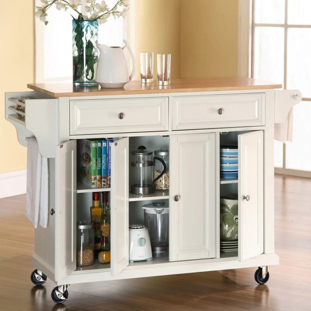 Black Natural Wood Top Kitchen Cart O44902