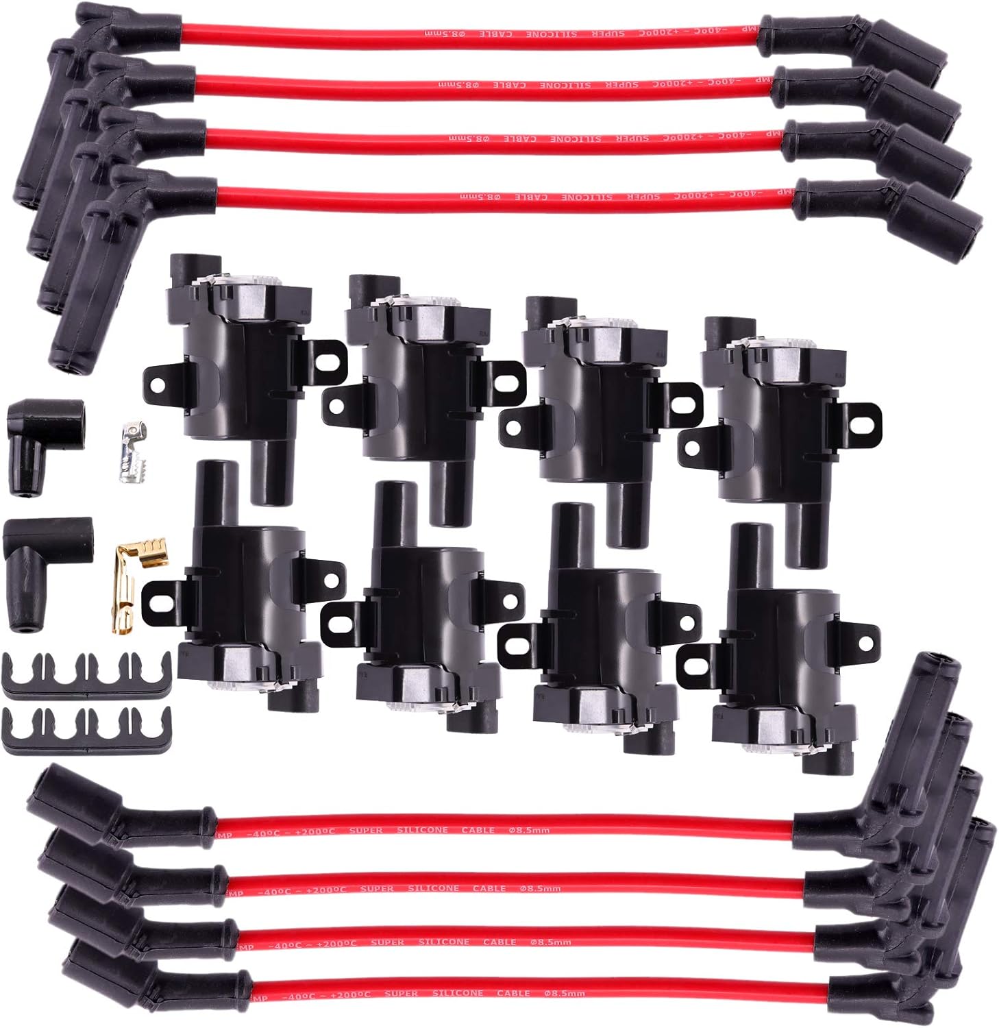 8 Pack Ignition Coil UF262 with Spark Plug Wires G97913