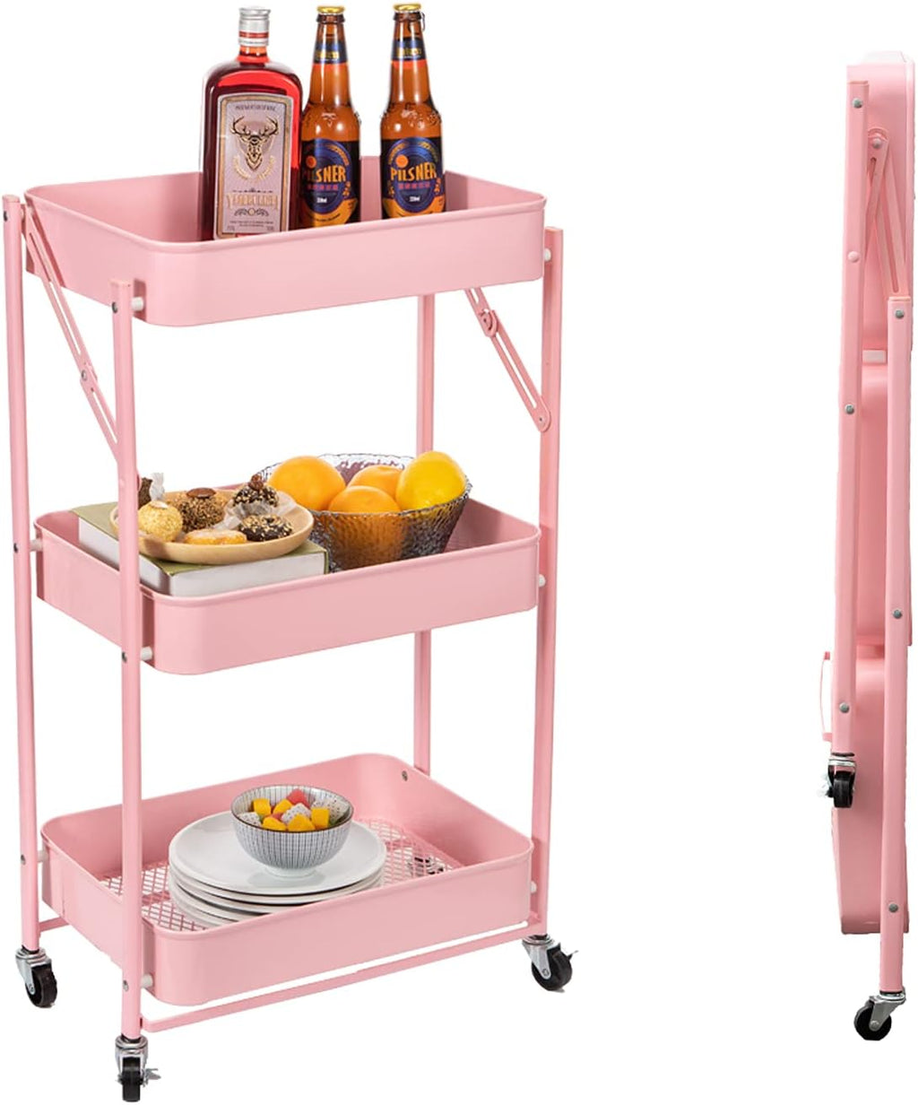Blue 3 Tier Metal Rolling Cart R29009