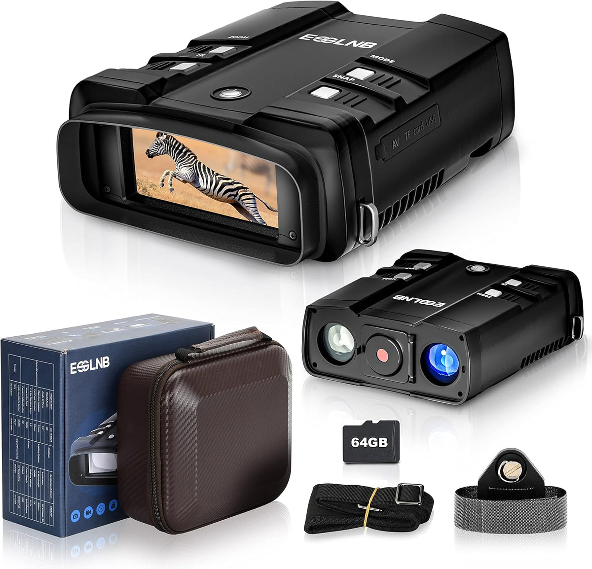 2297ft/700m Digital Night Vision Binoculars 1080P Infrared Night Vision Goggles with 64G Card F86607