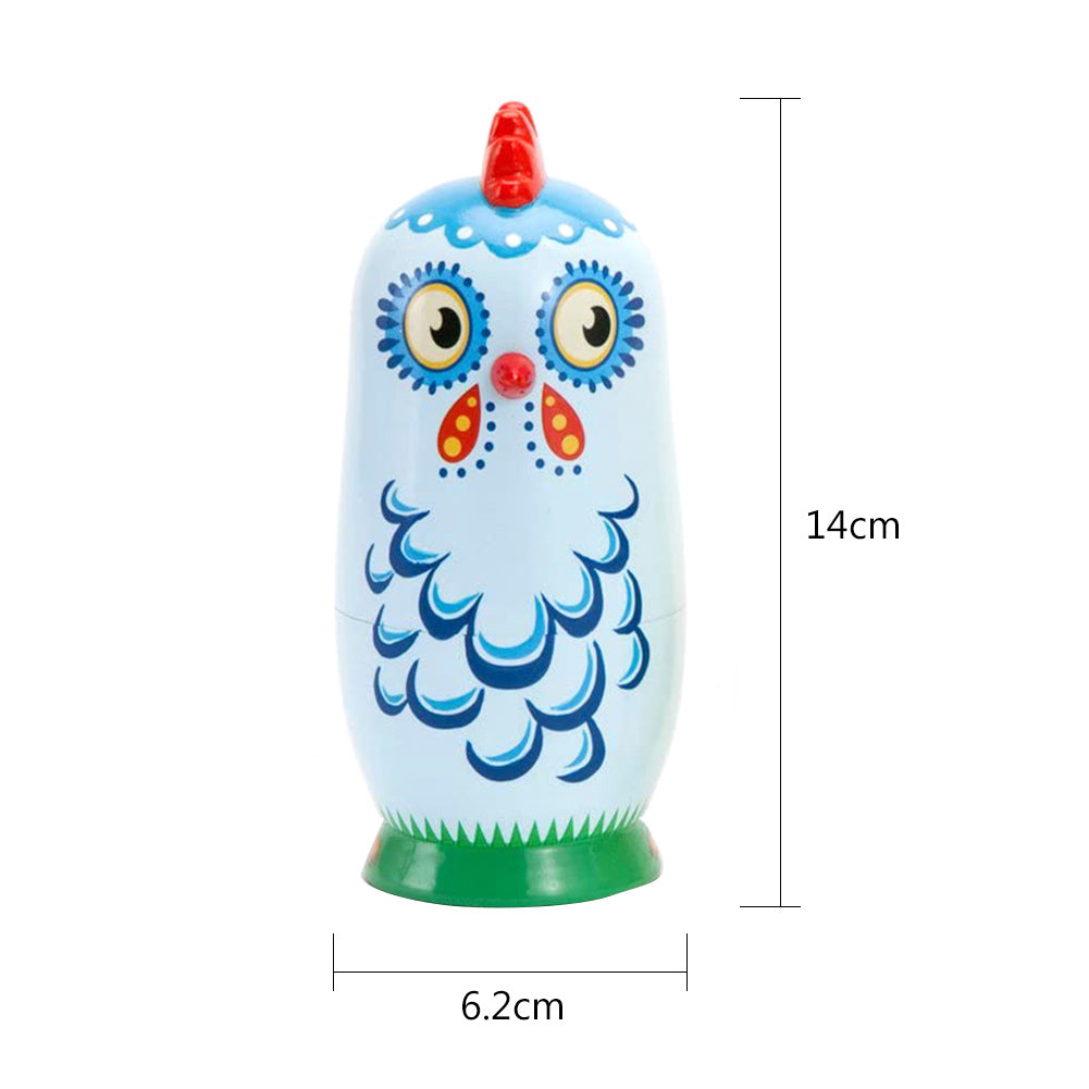5Pcs/Set Russian Animal Chicken Nesting Dolls Matryoshka Kids Toy C1919
