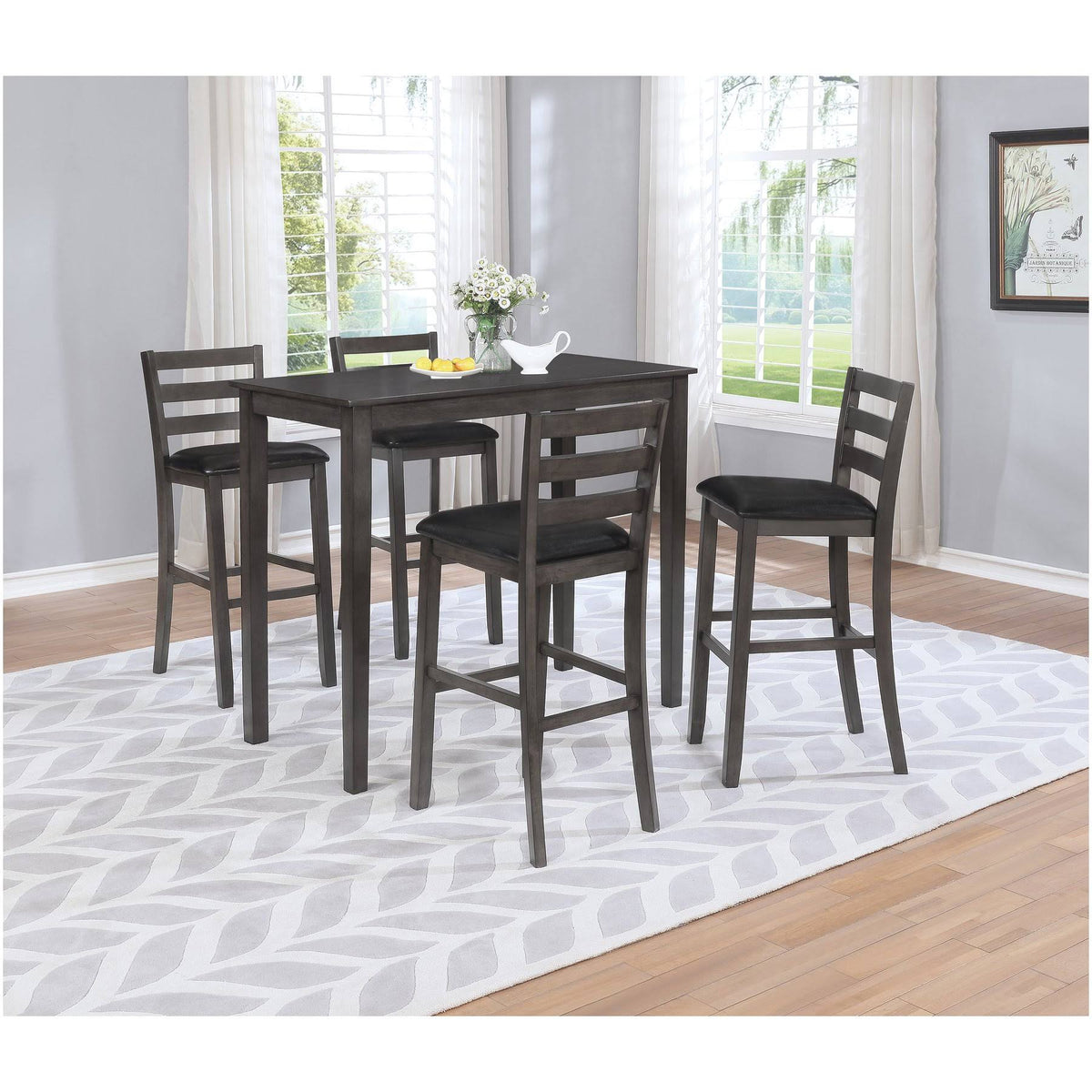 Black/Brown Upholstered Bar Stool Set of 2 P517