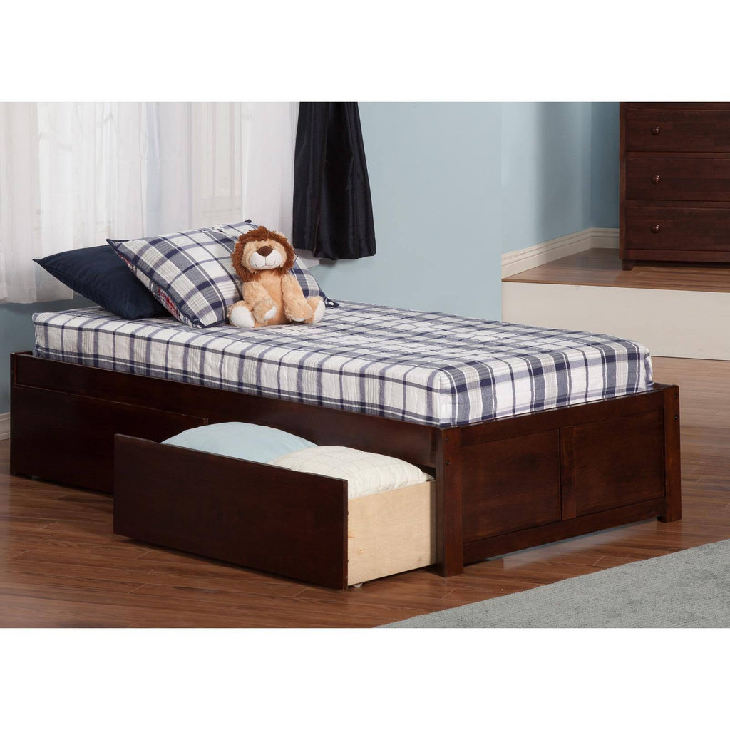 King Antique Walnut Bed Foot Board with Drawers E959