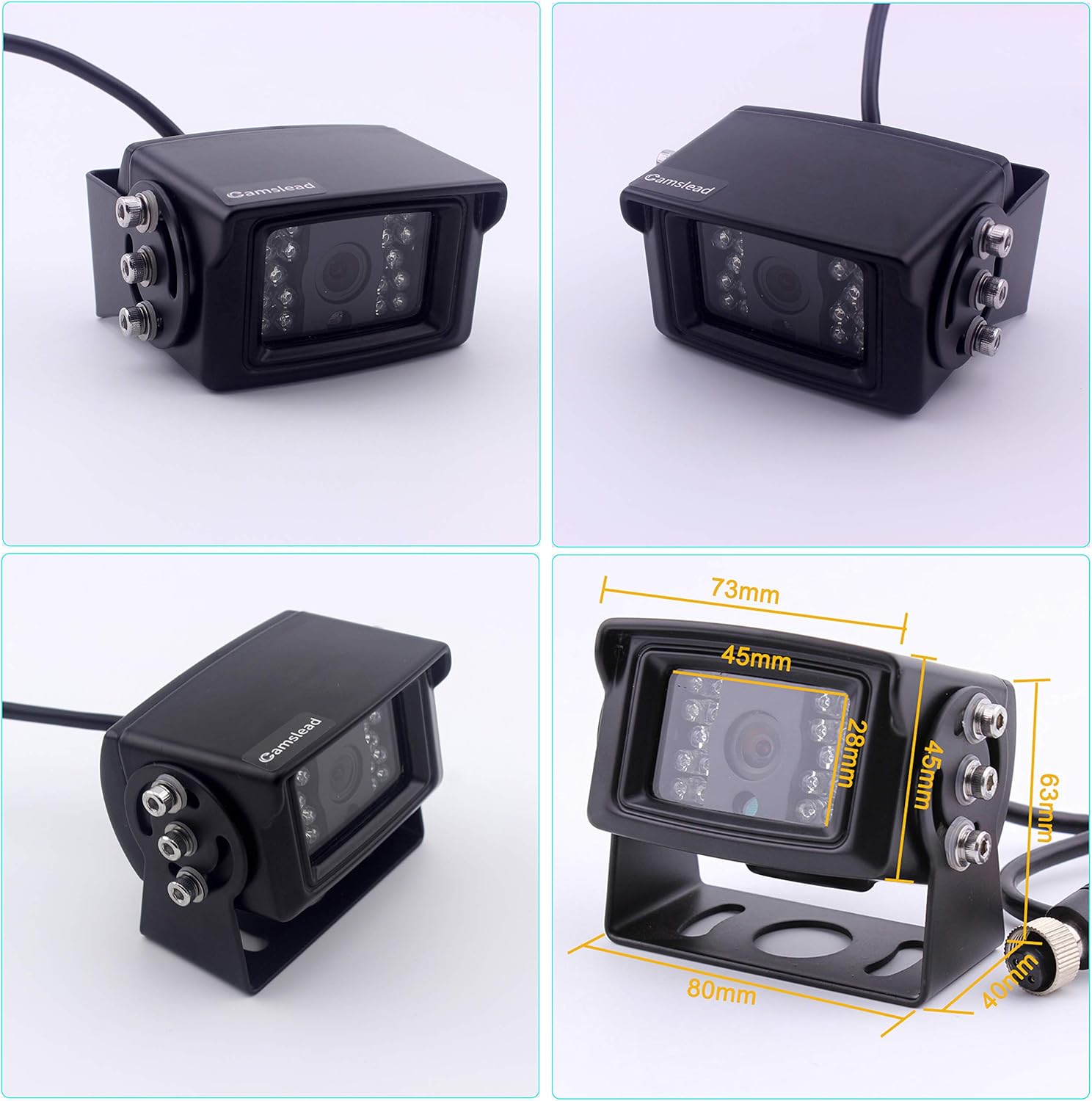 9 inch DVR Monitor with Quad Split Screen, 4 x Side Cameras + 1 x Backup Camera, HD Colour IP69K & 10G Vibration Camera System Q51511