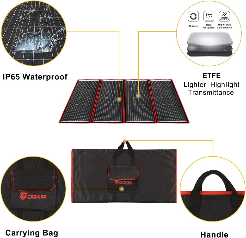 300W 18V Portable Folding Solar Panel Kit with 2 USB Outputs D60205