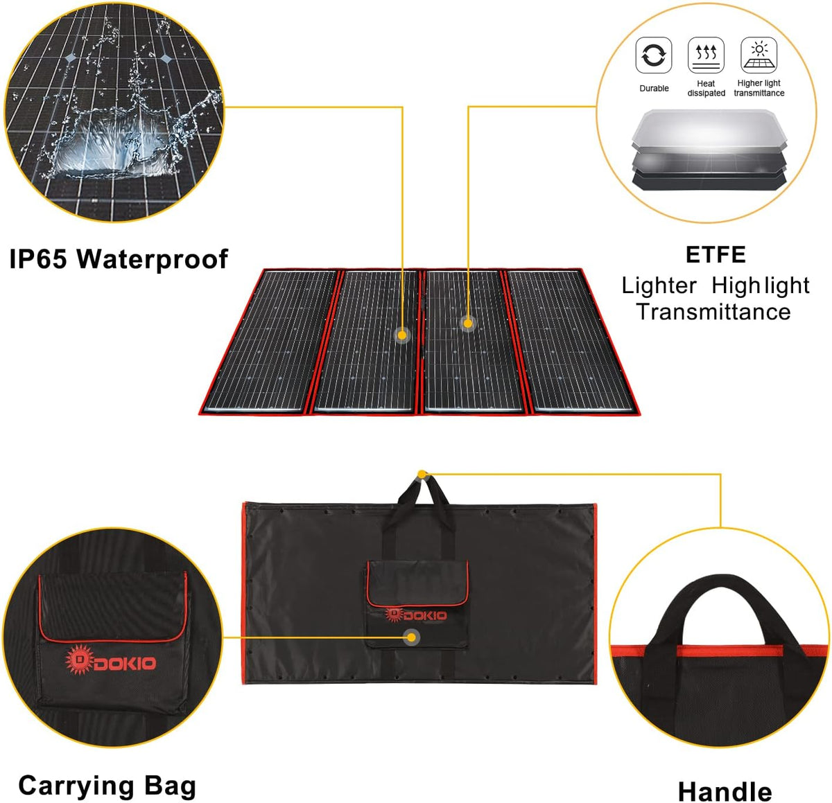 300W 18V Portable Folding Solar Panel Kit with 2 USB Outputs D60205
