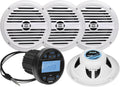 Weatherproof Marine Gauge Receiver and Speaker Package, Bluetooth, USB, AM/FM Tuner, 6.5 Inch 2-Way Speakers x 4 K886