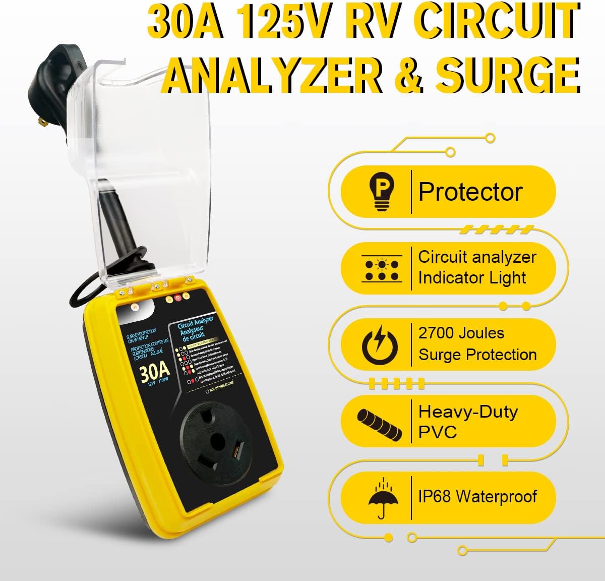 30 Amp Surge Protector with Waterproof Cover S7708