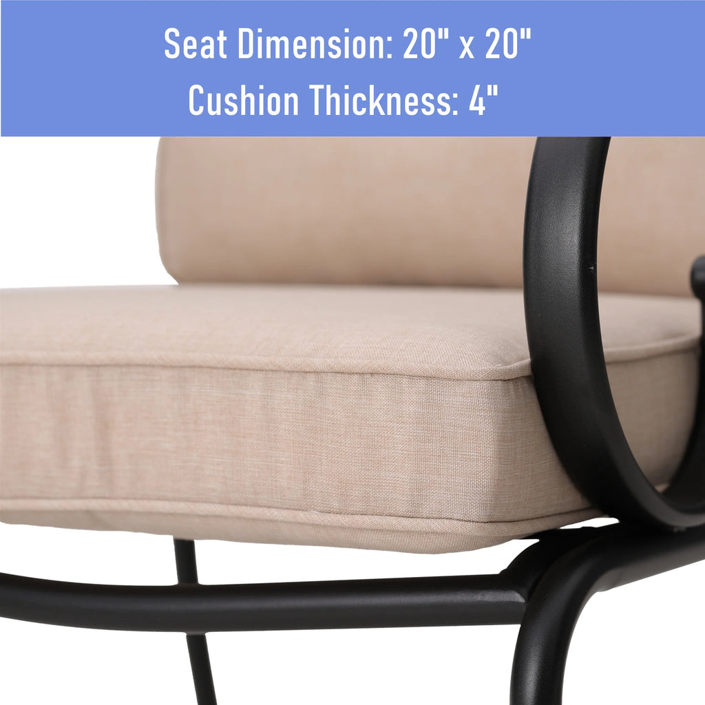 Beige Set of 2 Outdoor Patio Dining Armchairs with Cushioned Seat Q84747