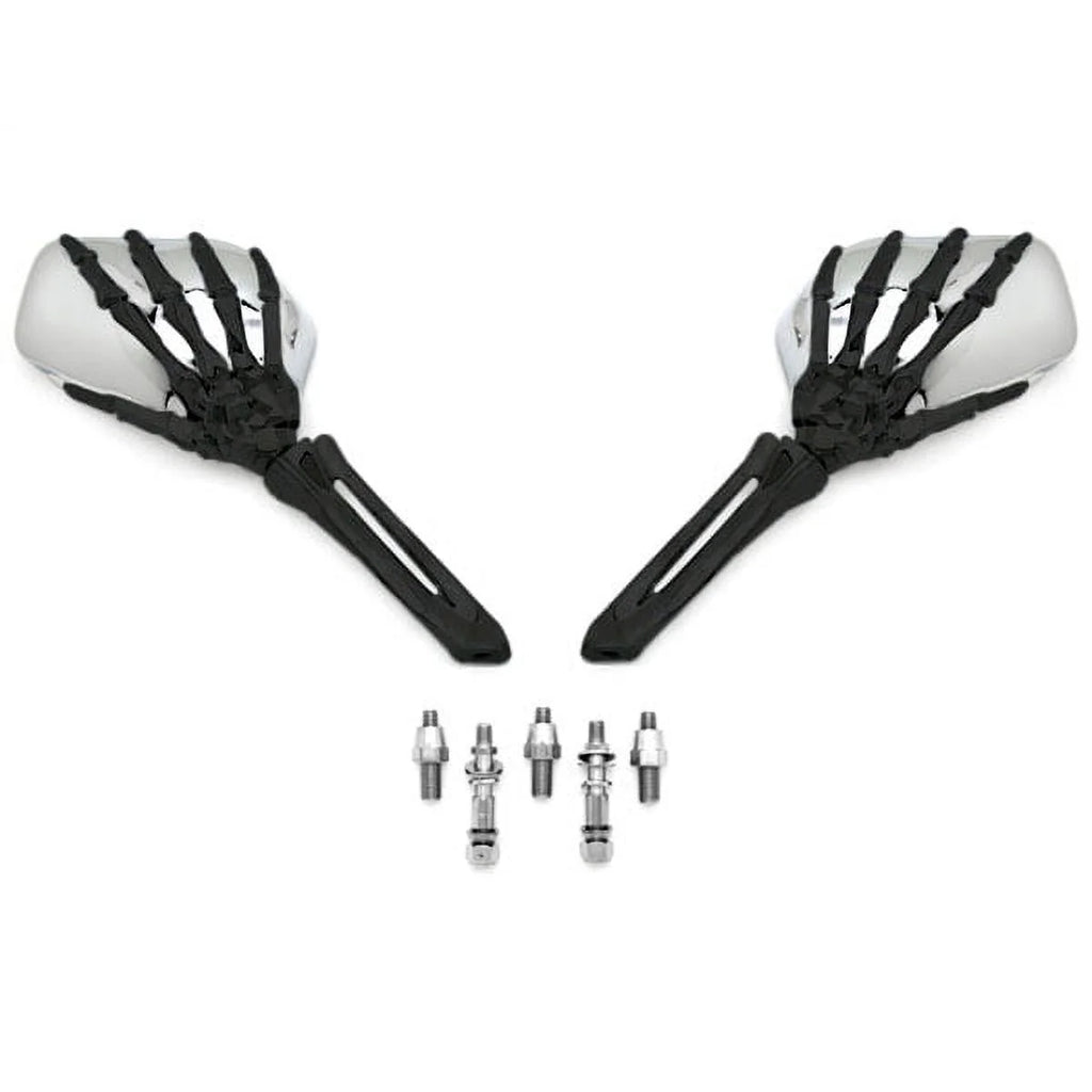 Black/Chrome Skeleton Hand Motorcycle Mirrors A29993