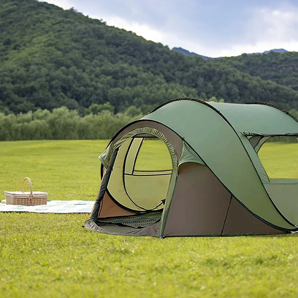 3-4 Person Waterproof Camping Tent, Dark Green T7740