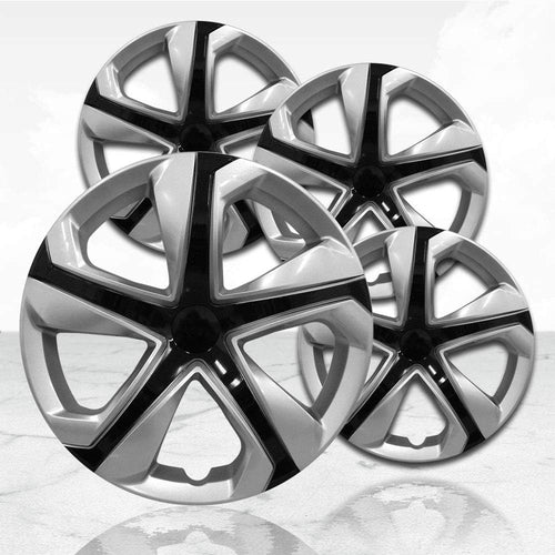 16 Silver/Black Hubcaps Wheel Covers Set of 4 U149567