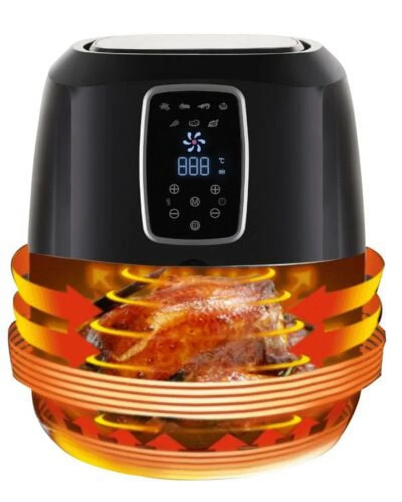 5.5 Quart Air Fryer Black with Digital LED Touch Display Non-Stick Basket P402453