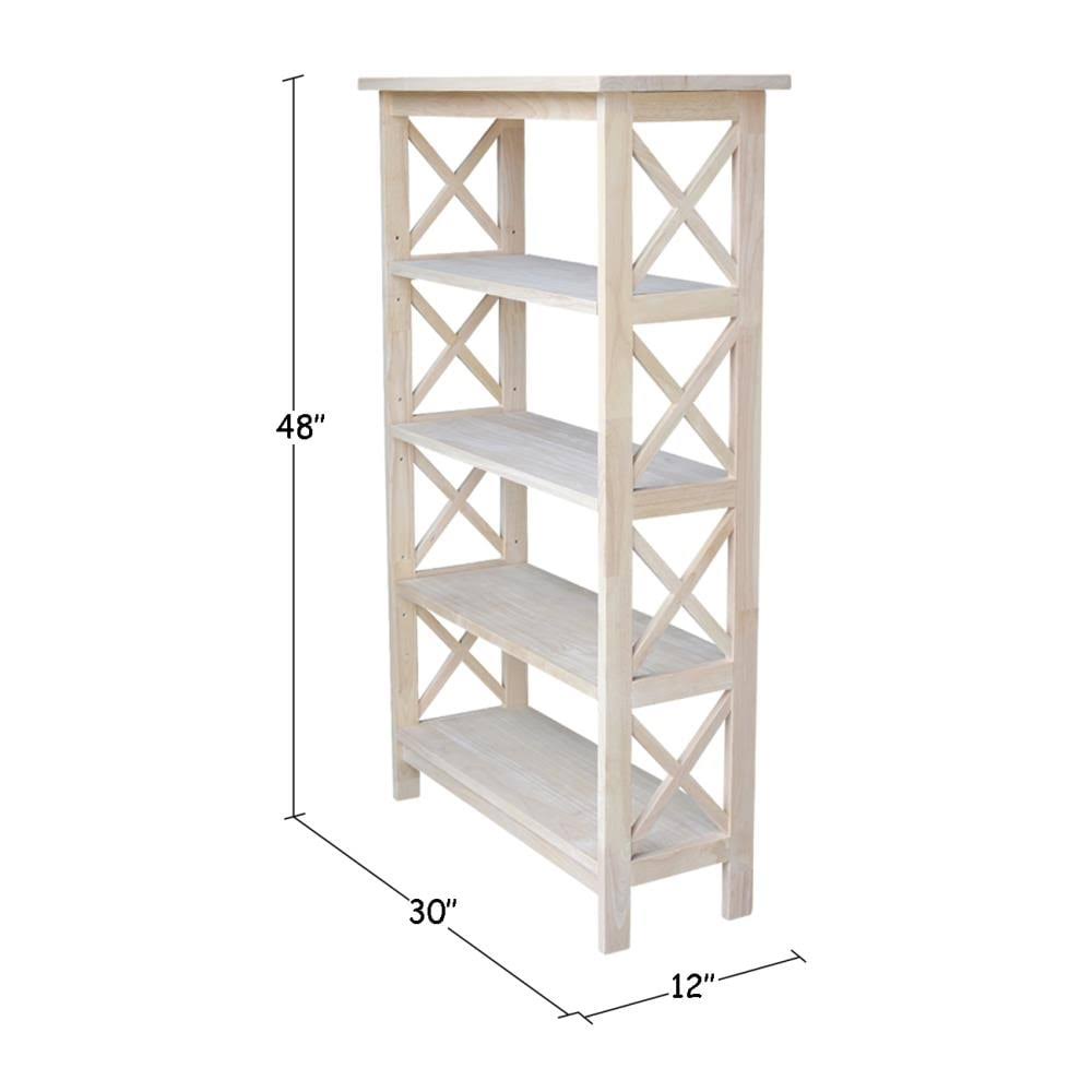 Unfinished Wood 4-Shelf Bookcase in Brown X685