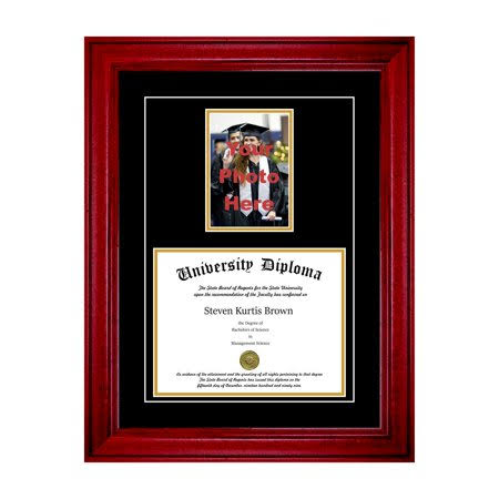 Cherry 2 inch Diploma Frame with 5x7 Photo and Double Matting V944890