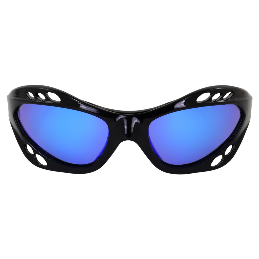 3 Pairs Padded Polarized Sunglasses with Strap Black Frame Blue Pink Green Mirror Lenses M247