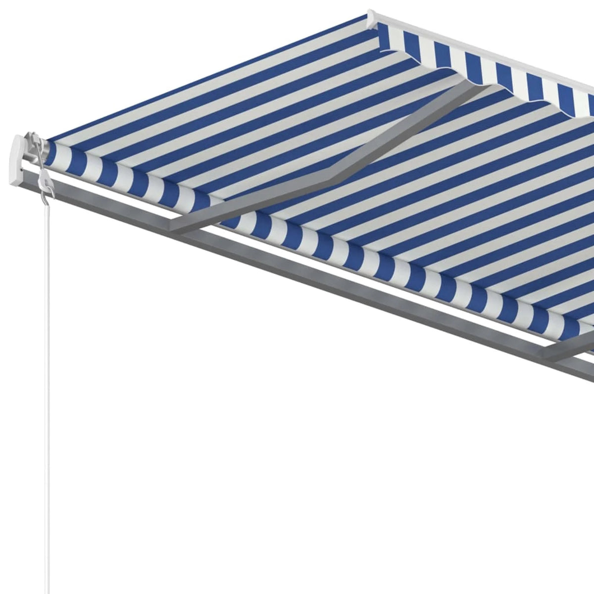 Manual Retractable Awning with Posts 9.8'x8.2' Blue and White O68485