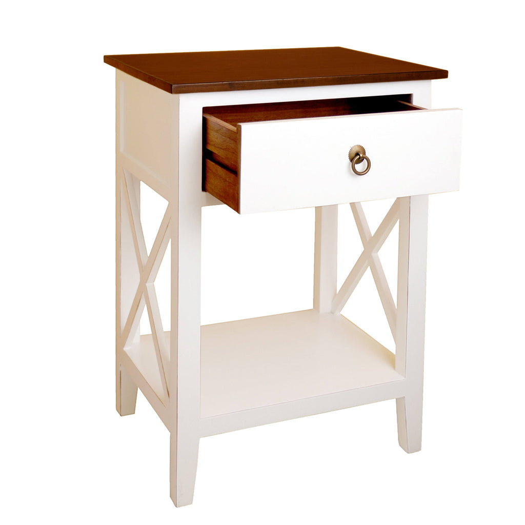 Blue Side Table Cabinet with Drawer and Shelf S9732