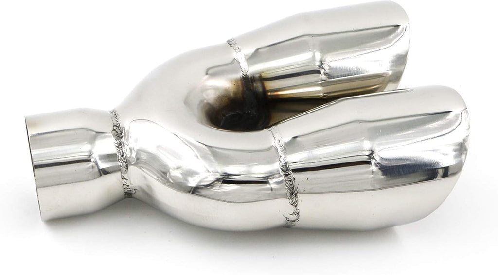 Stainless Steel Weld-On Dual Round Angle Exhaust Tip Tailpipe, Pack of 2 A81858
