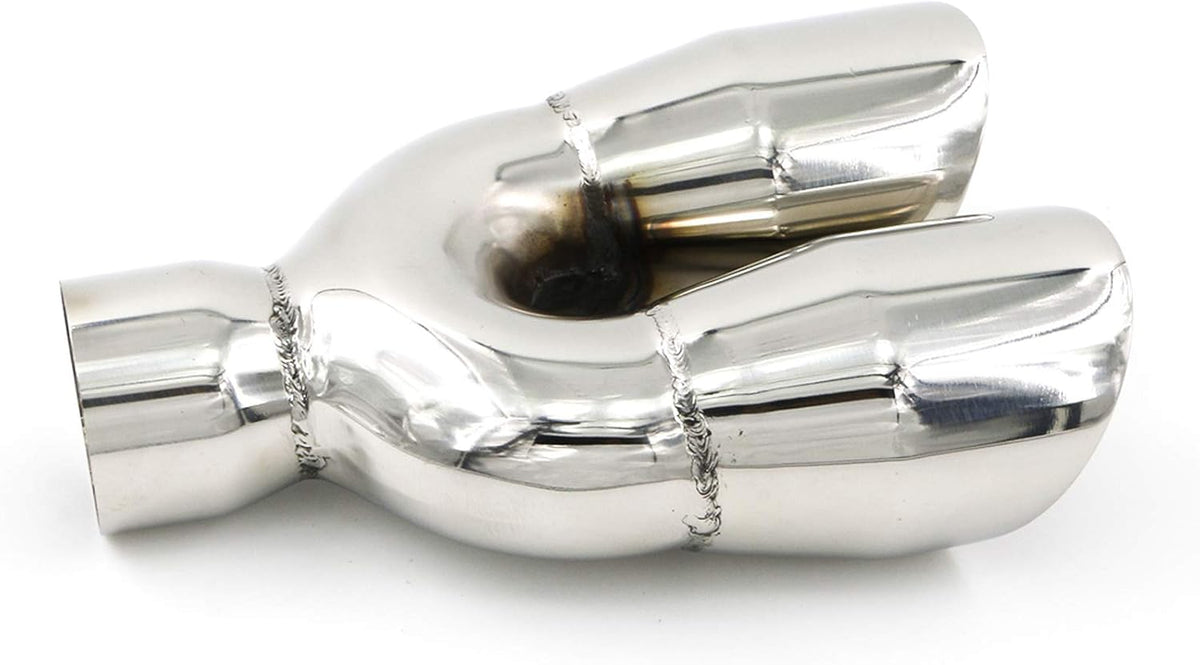 Stainless Steel Weld-On Dual Round Angle Exhaust Tip Tailpipe, Pack of 2 A81858