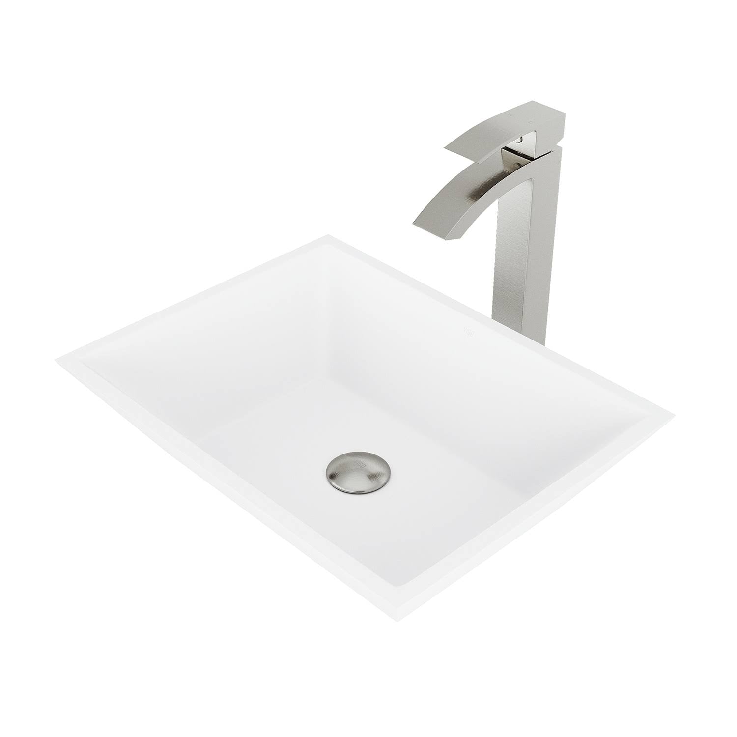 Matte Stone Vessel Bathroom Sink with Brushed Nickel Vessel Faucet K193