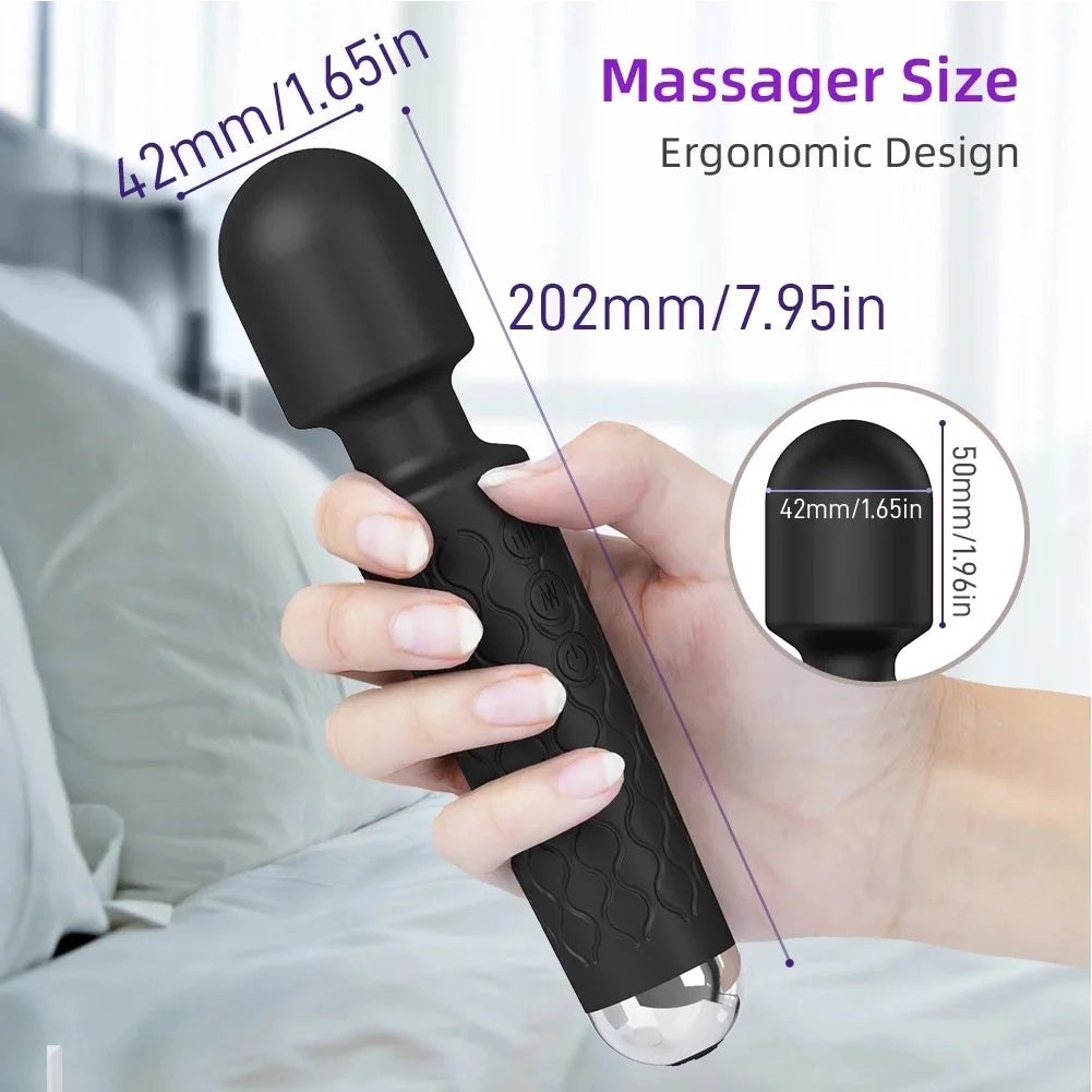 Black Wand Massager Vibrator with 8 Speeds Y3417