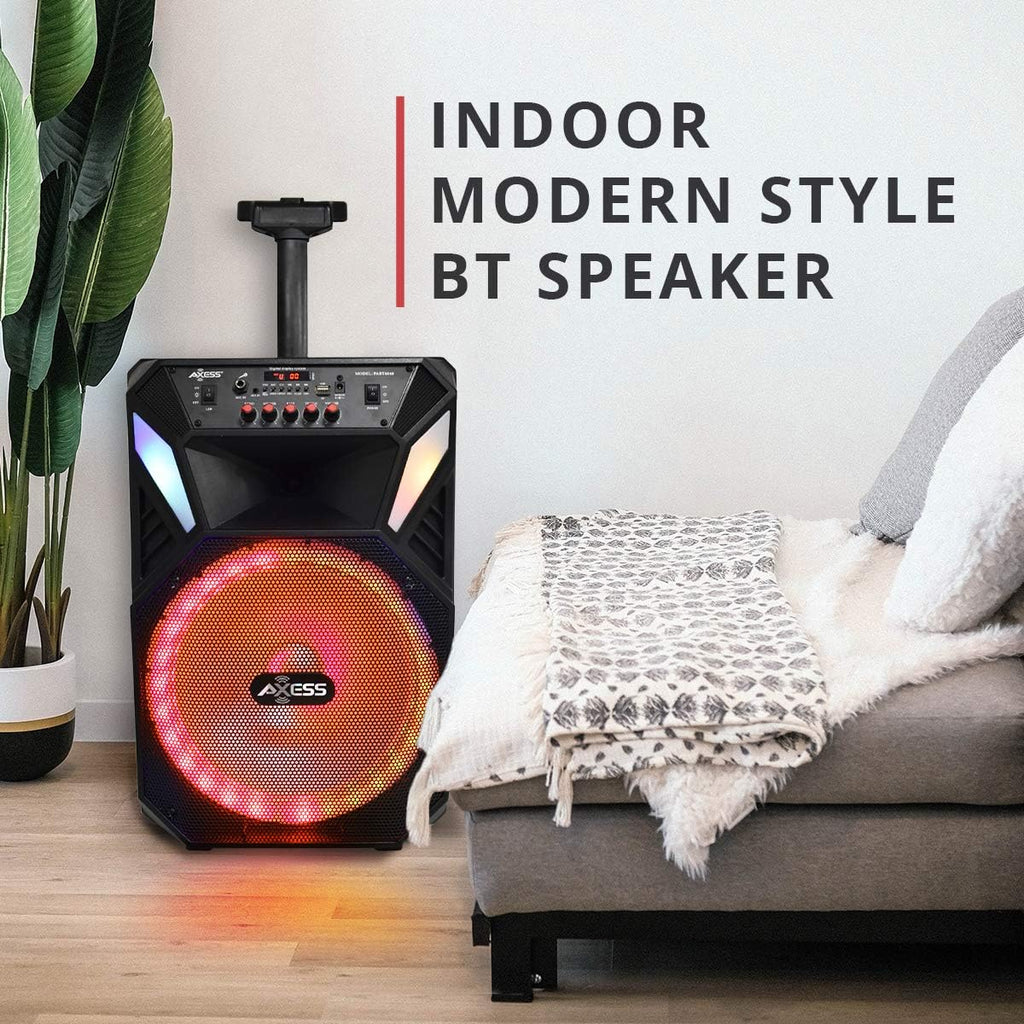 Bluetooth Speaker with 12” Woofer & 1.5 Tweeter, Portable PA Speaker with LED Lights, Wireless Mic, USB AUX TF Card FM & MIC R6227
