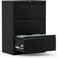 White Metal Steel 3 Drawer Lateral File Cabinet with Lock H13438