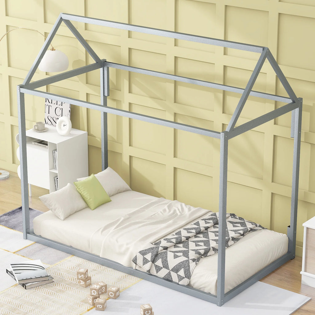 Full Size Metal Tent Bed with Slats A529455