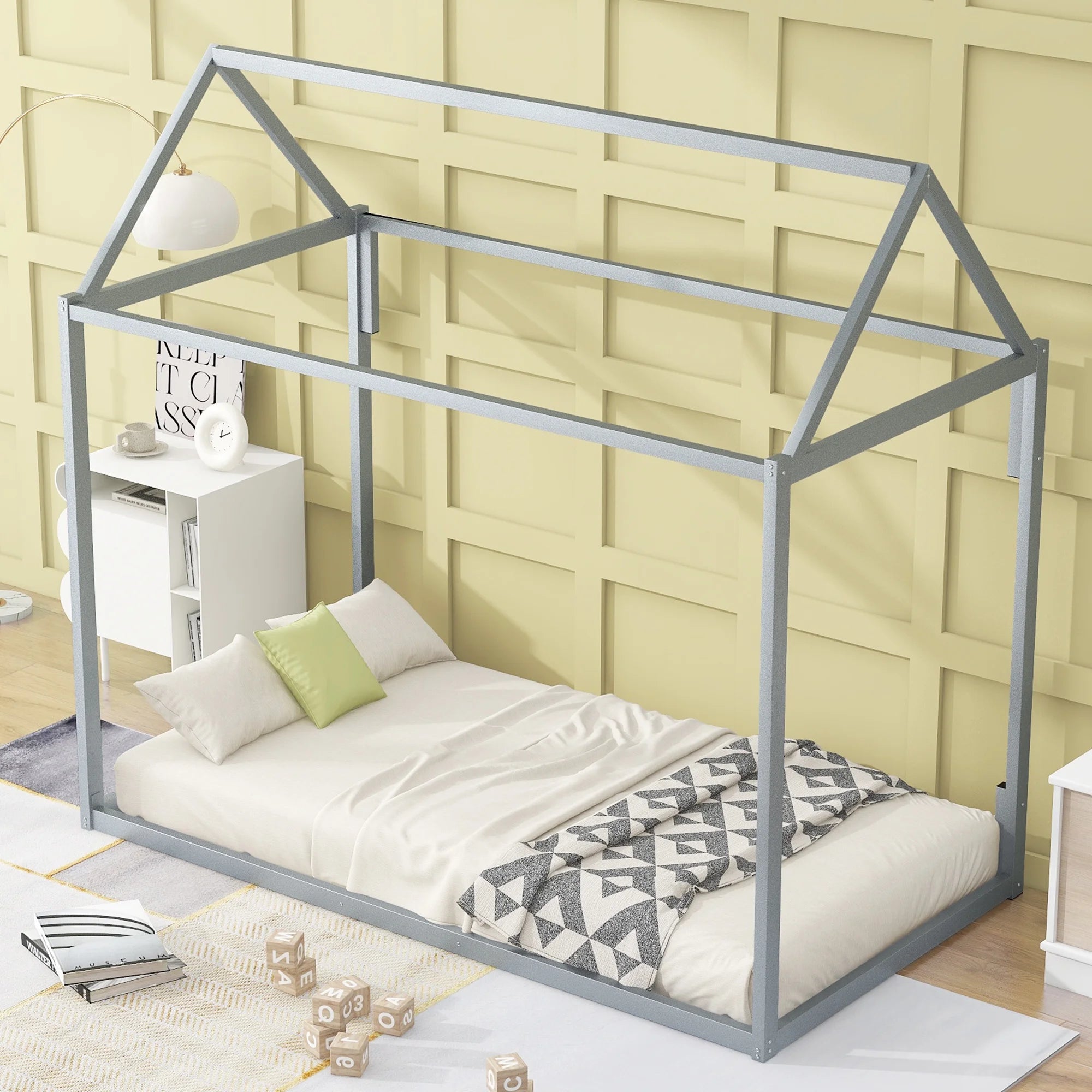 Full Size Metal Tent Bed with Slats A529455