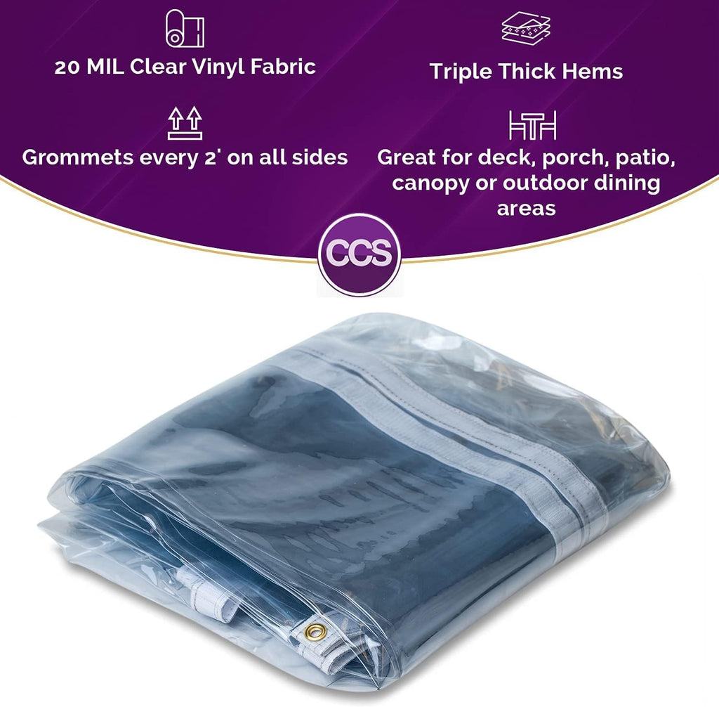 Heavy-Duty Waterproof Clear PVC Tarp Cover with Rustproof Grommets, 10 by 10 Feet, Pack of 2 G324