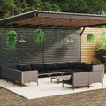 13 Piece Patio Lounge Set with Cushions Poly Rattan Dark Gray K16054