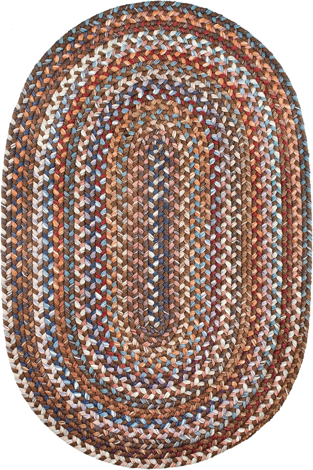 Walnut Brown Wool Braided Rug 20" x 30" Oval N9670