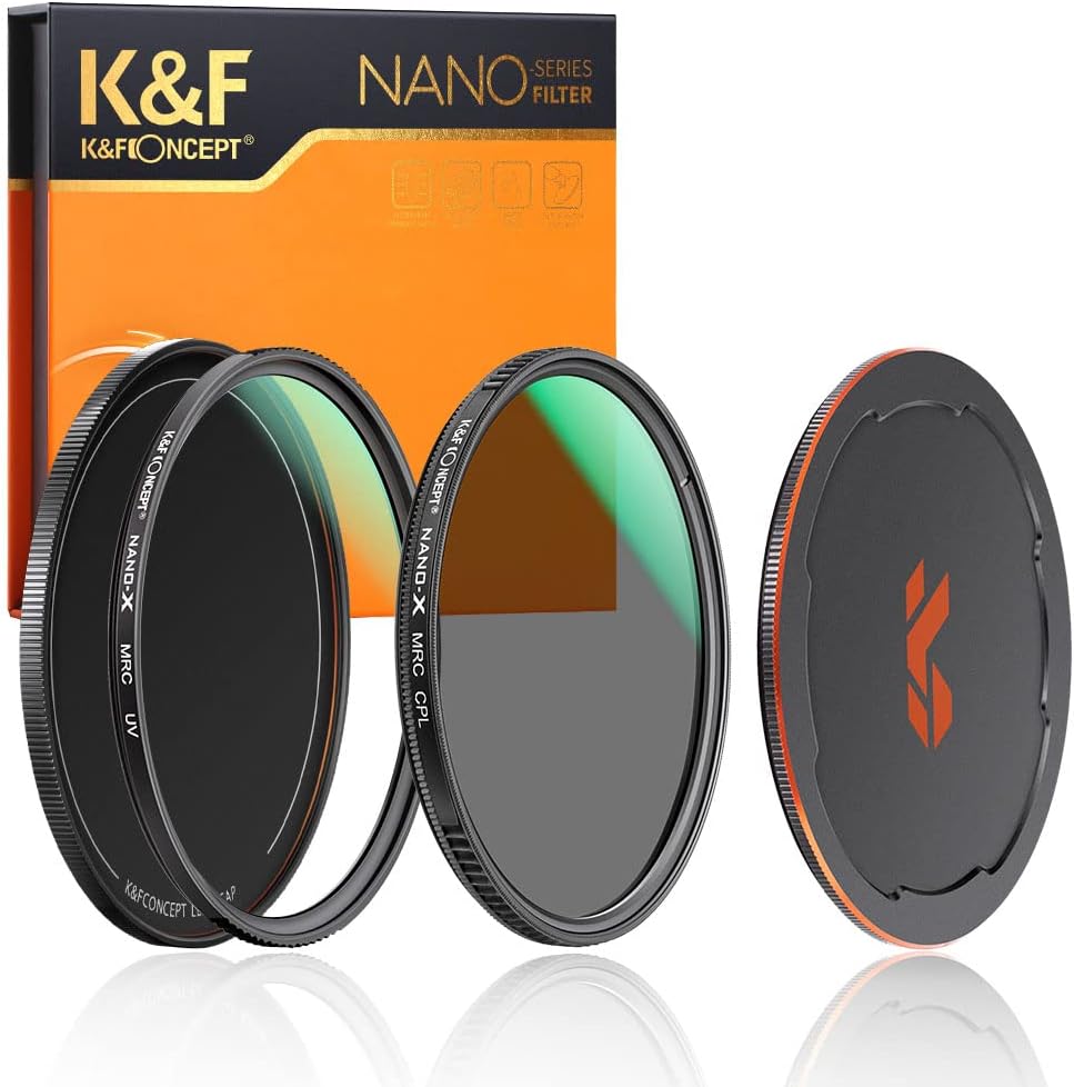 82mm Circular Polarizers Filter & MC UV Protection Filter Kit (2 pcs) with Lens Cap, 28 Multi-Layer Coatings P7950