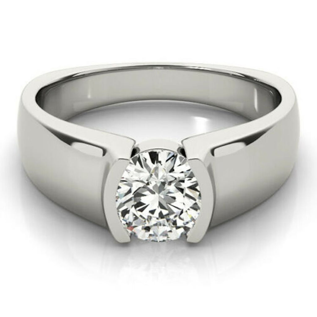 18K White Gold Plated Solitaire Engagement Ring 925 Sterling Silver M270