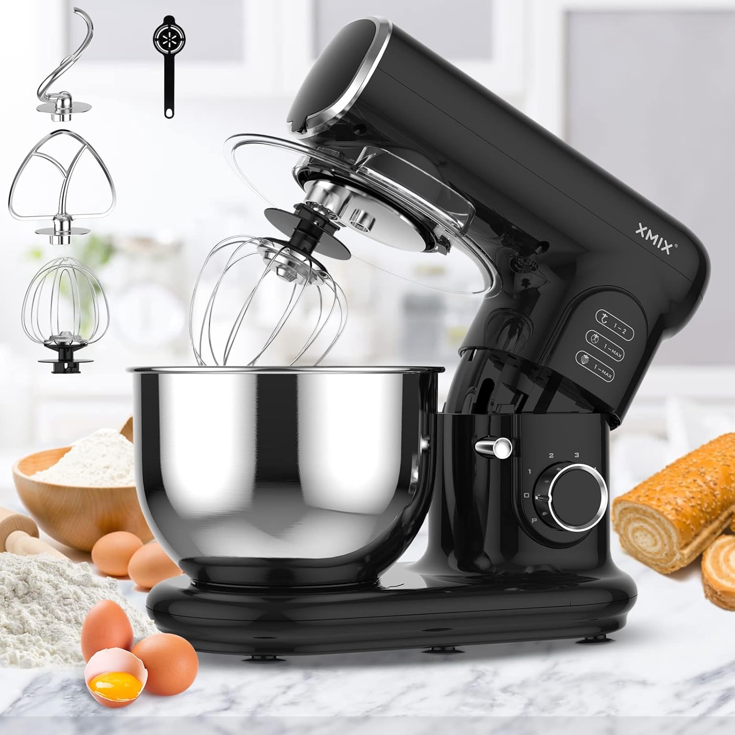 6-Speed 500W Tilt-Head Stand Mixer with Stainless Steel Bowl T536