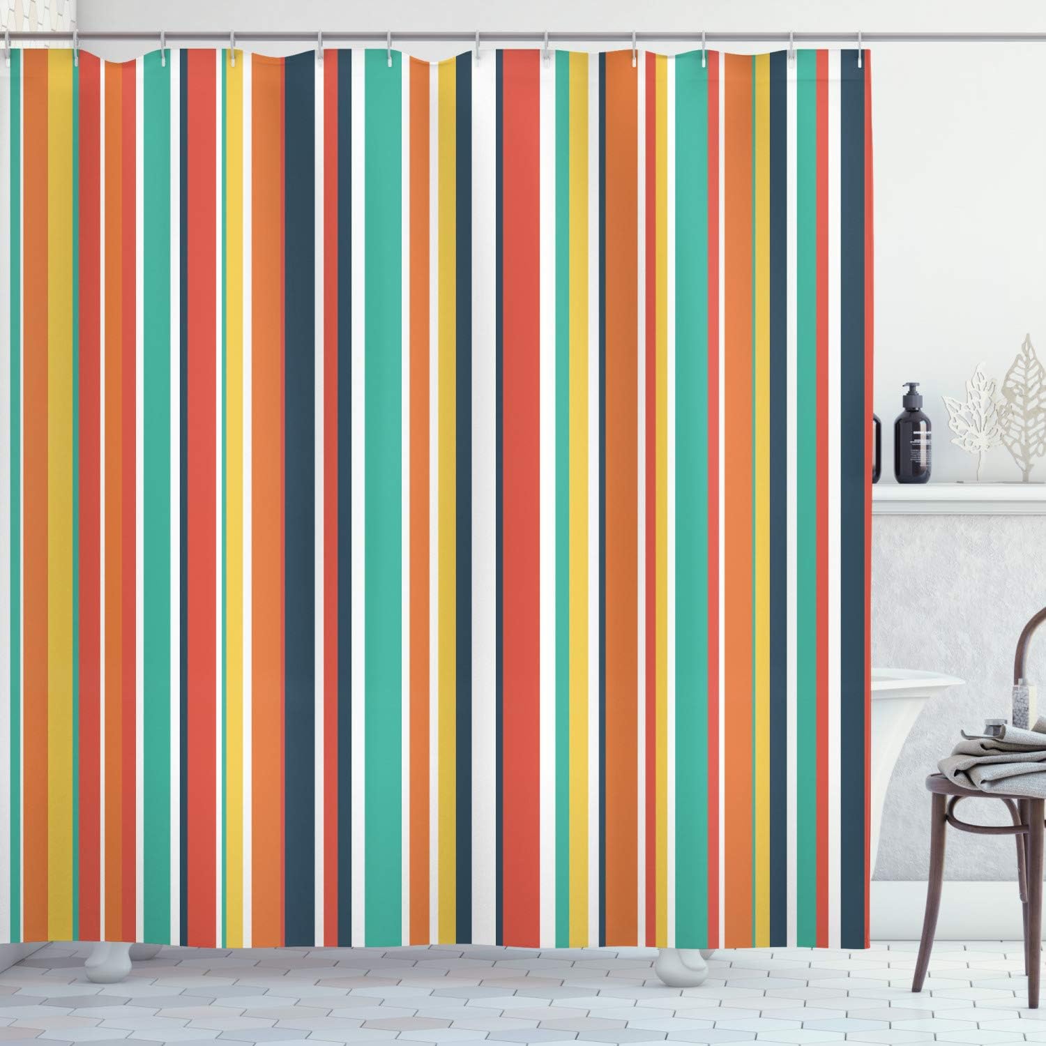 Pastel Shower Curtain with Hooks, 69 W x 84 L Y636