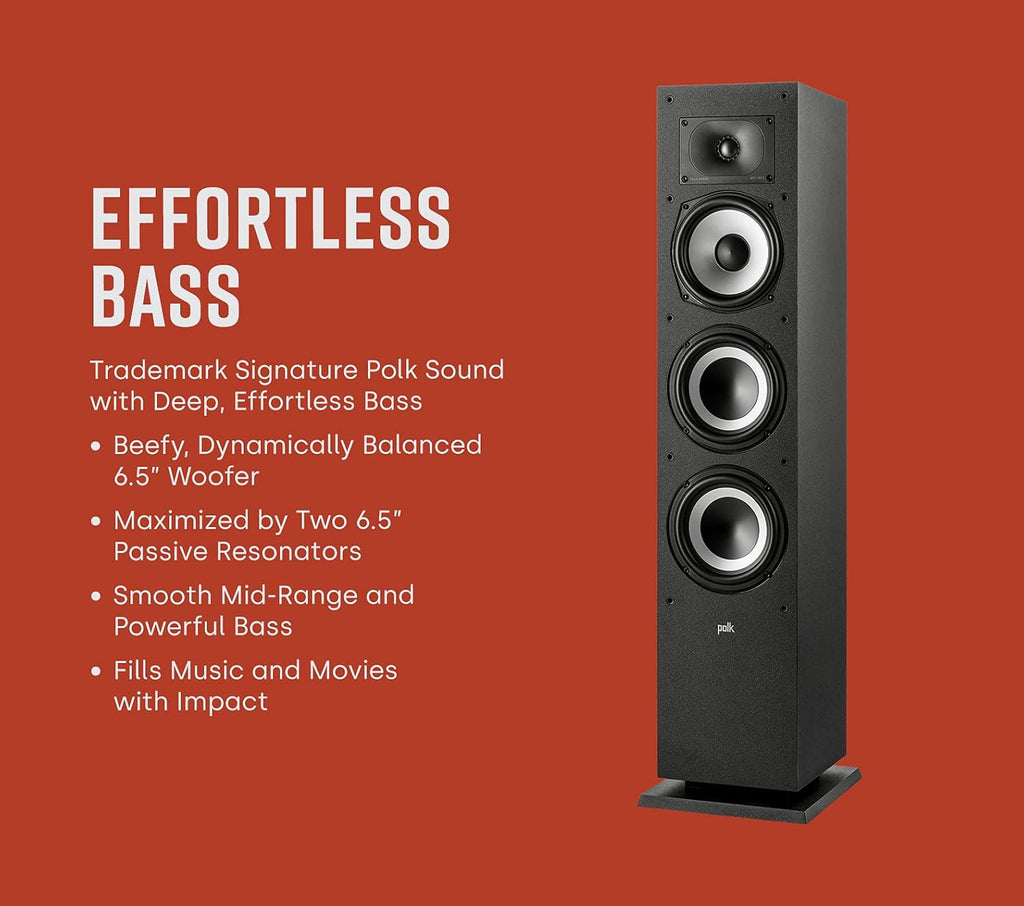 Midnight Black Tower Speaker with 1 Tweeter and 6.5 Woofer V15010