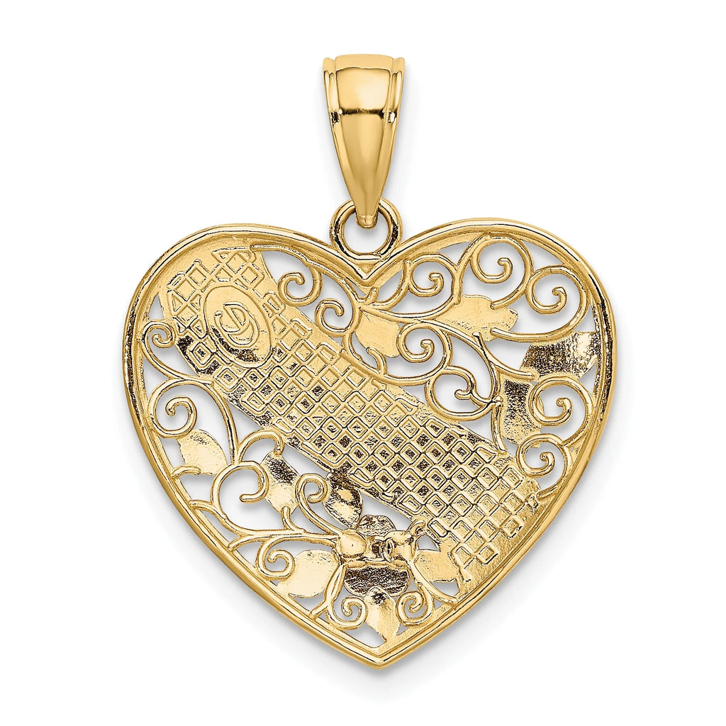 10K Two-Tone Gold Rhodium-Plated Grandma Heart Pendant Charm A274054