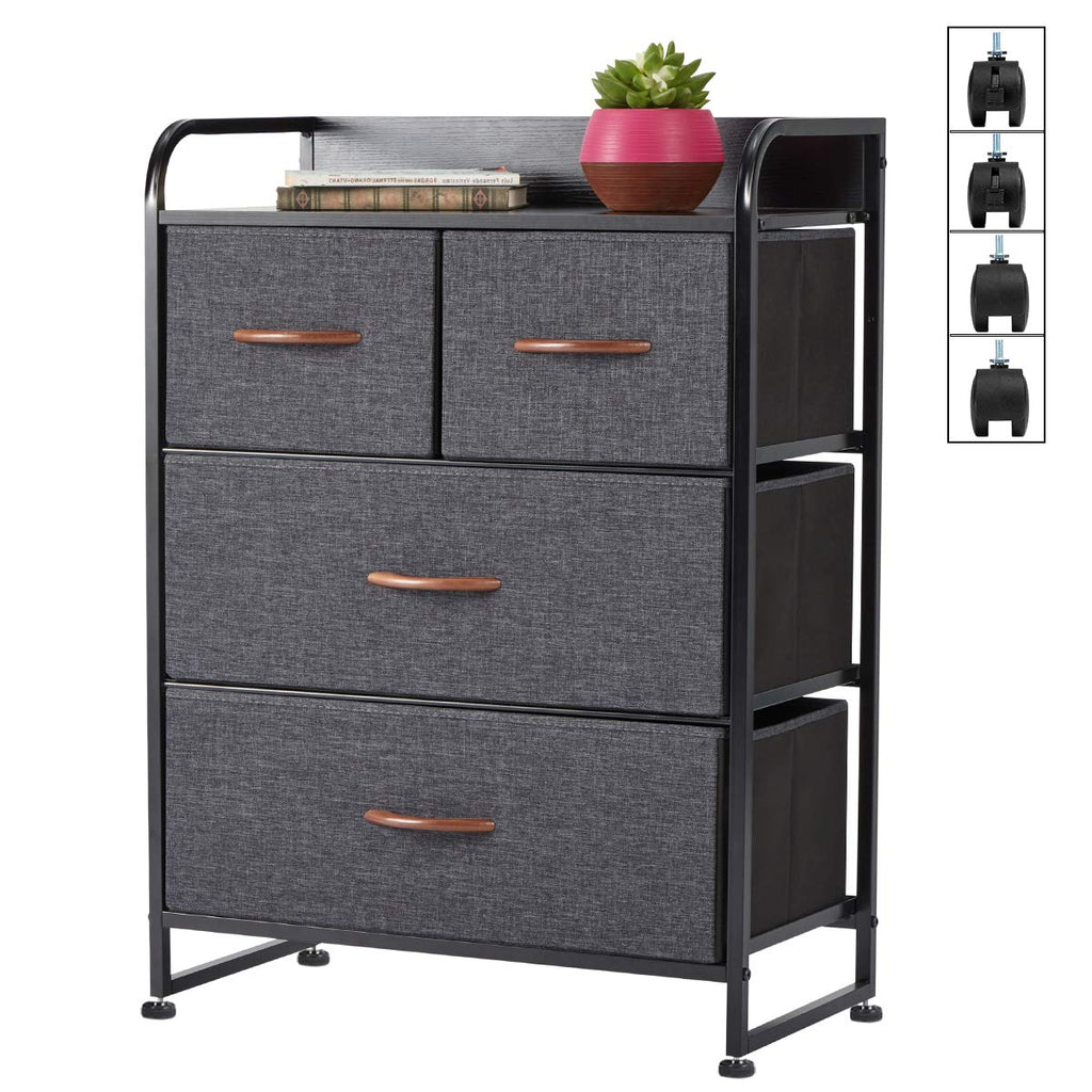 Grey 9 Drawer Fabric Dresser with Steel Frame and Wooden Top Y153